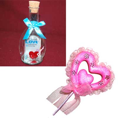 "Love Message in a Glass Bottle -JLD-1602C-3, Pink Love Heart Stick - Click here to View more details about this Product